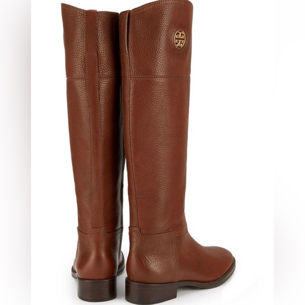 Tory Burch 8 Boots Junction Extended Calf Brown Leather Riding Knee High